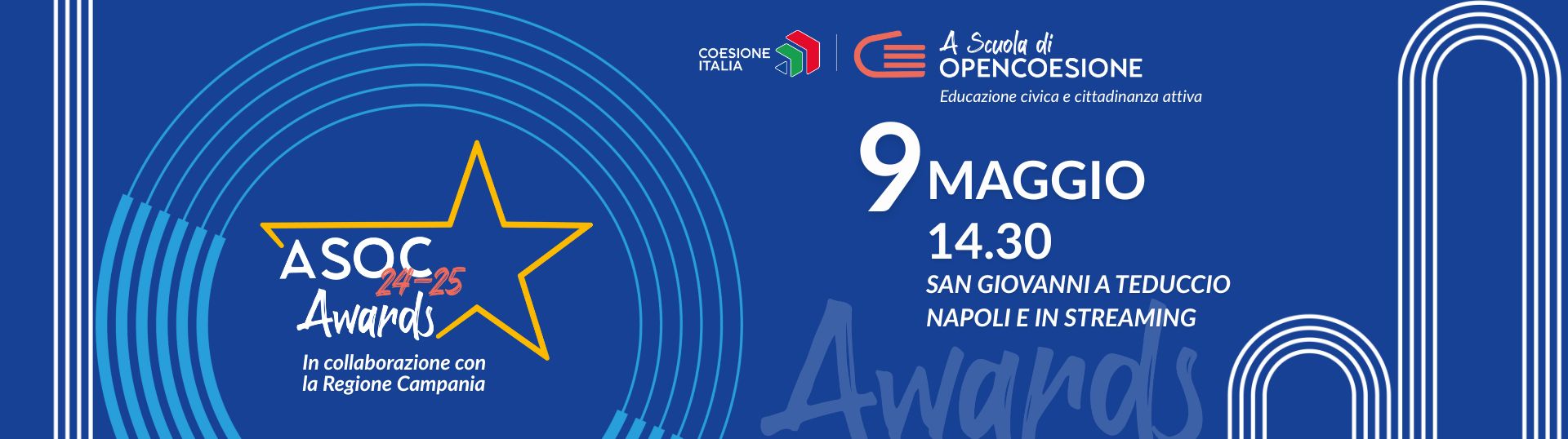 ASOC2425 AWARDS: il 9 maggio a Napoli per premiare la cittadinanza attiva