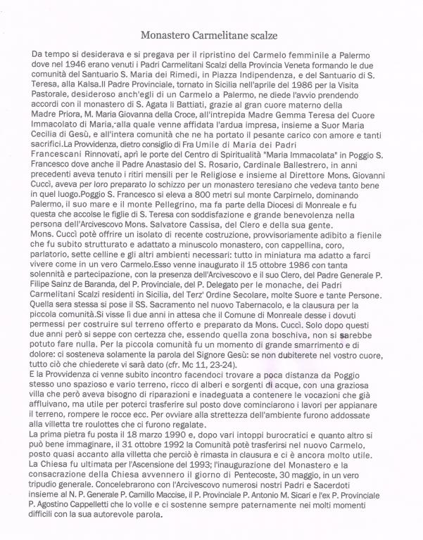Monastero carmelitane scalze Classe 4AA